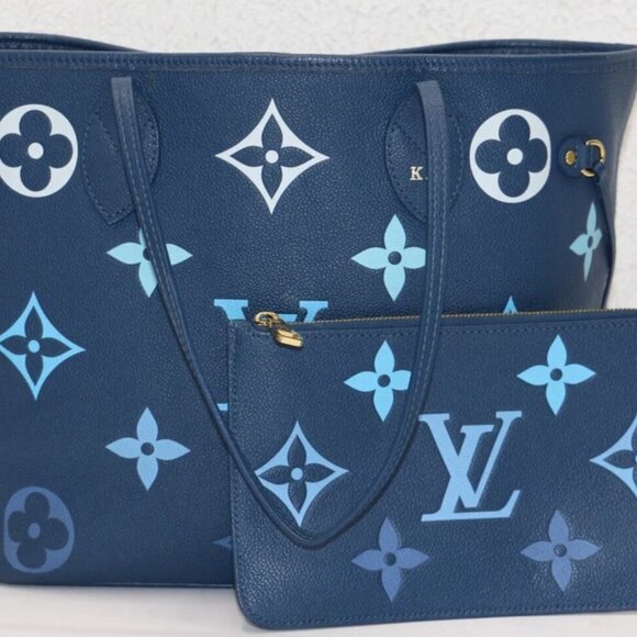Louis Vuitton Empreinte Monogram Giant Neverfull MM Degrade Gradient Blue - Picture 1 of 15